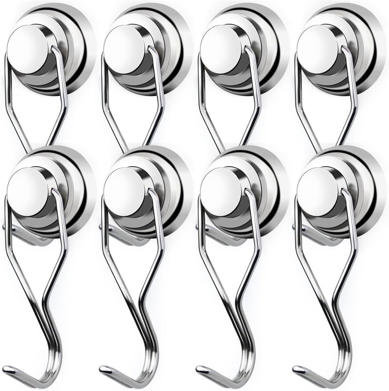 E BAVITE Swivel Swing Magnetic Hooks, 80lbs Heavy Duty Neodymium Magnet Hook with Epoxy Coating for Refrigerator, Cruise, BBQ Grill Tools etc, 2.66in in Length, Pack of 8 - Image 1